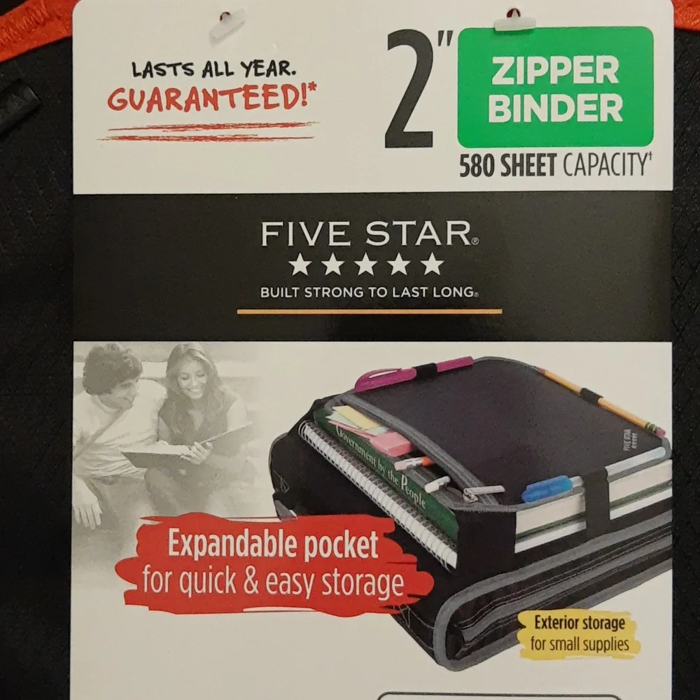Five Star 2-inch 3-Ring Zipper Binder, Expansion Panel BTS School BTC Campus